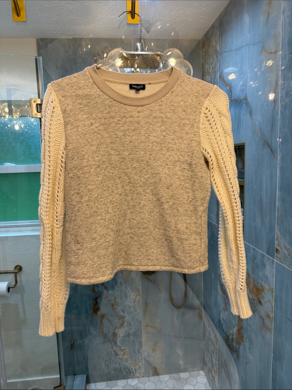 Splendid Neutral Cream Crewneck Knit Sweater
